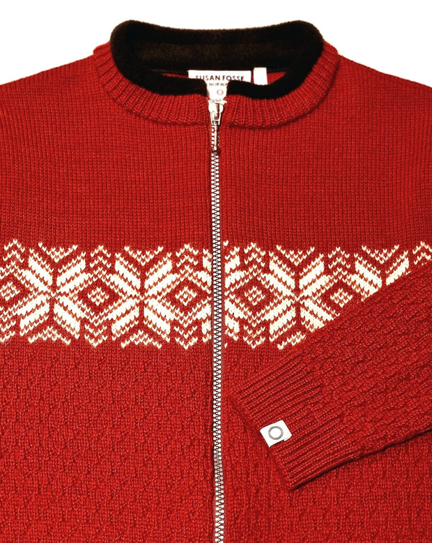 Alvøen Women's Cardigan Red & White - Susan Fosse